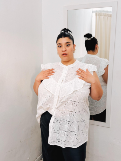 Camisa de broderie de algodon