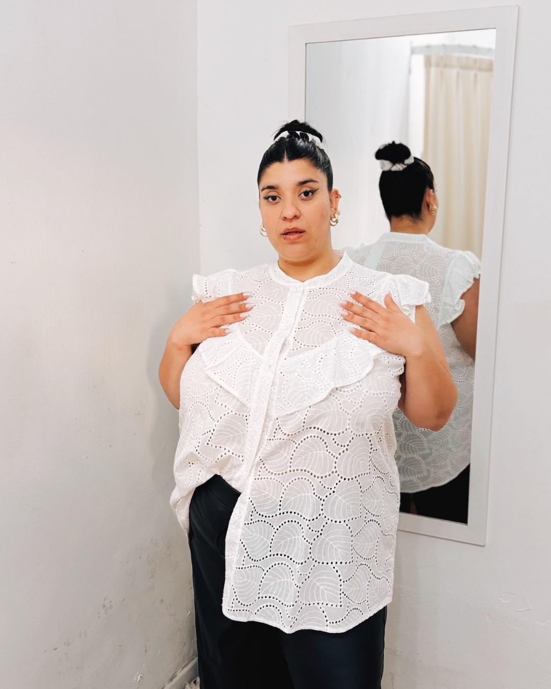 Camisa de broderie de algodon