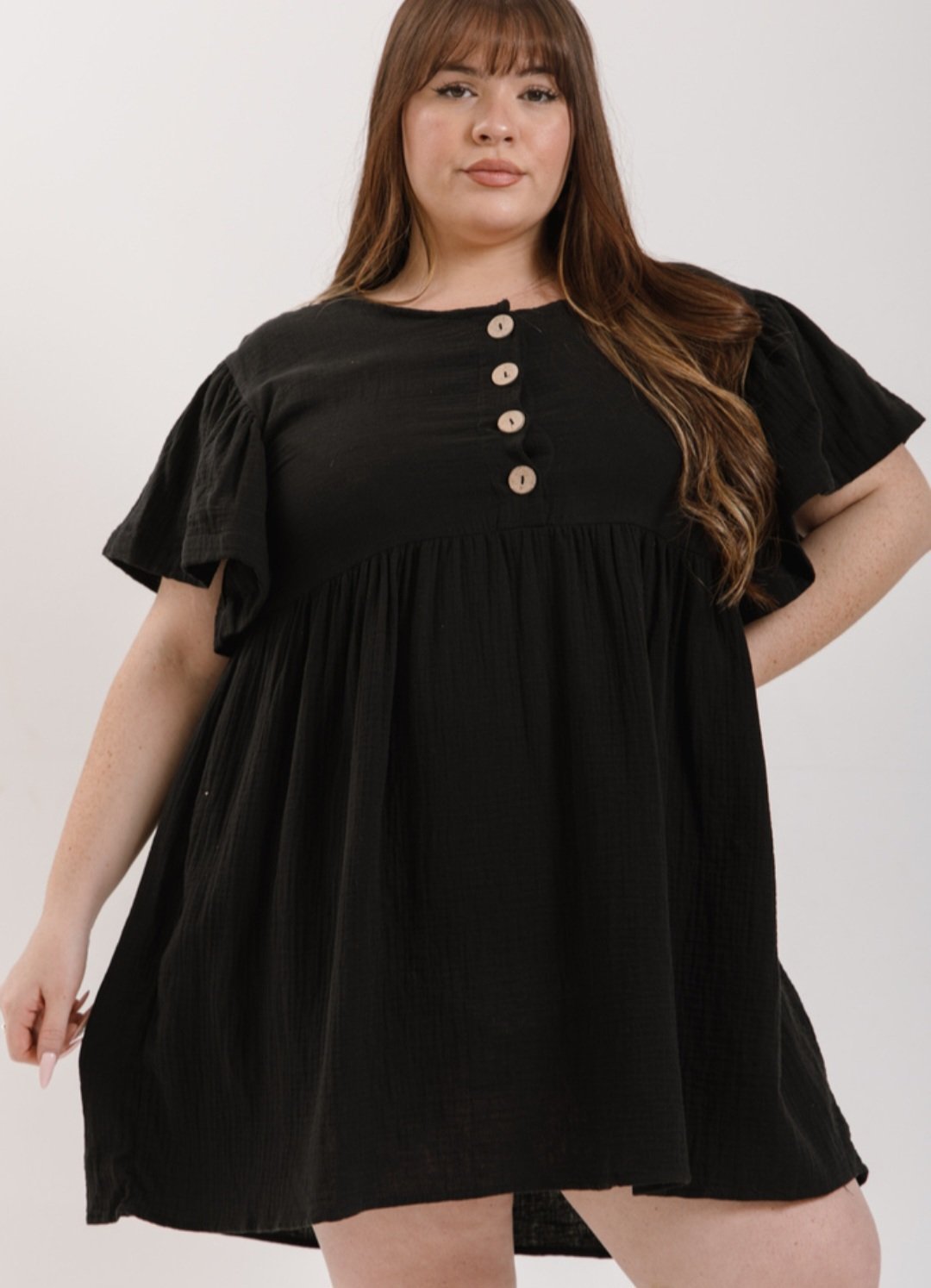 Vestido abotonado negro - Image 3