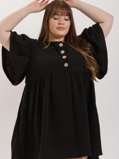 Vestido abotonado negro