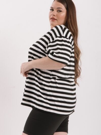 Remera rayada de talles grandes mujer algodón cómoda