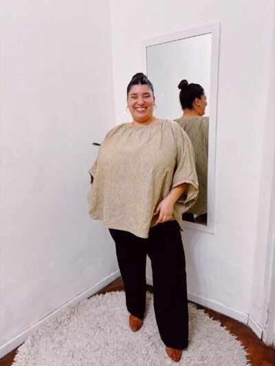 blusa lara plus size mujer lino oversize amplia fresca cómoda