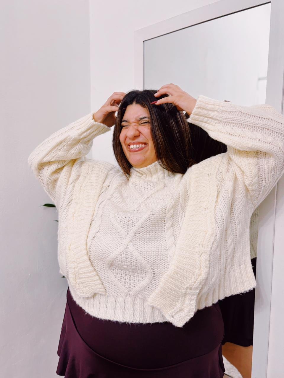 sweater canela ropa talle grande mujer tejido abrigado cómodo